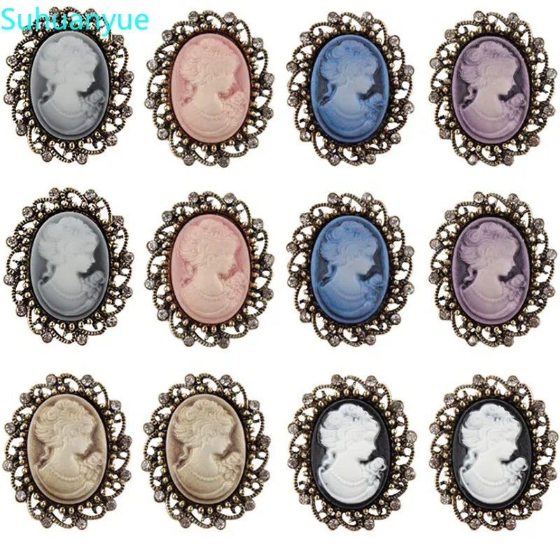 Vintage Gothic Stijl Hoofd Standbeeld Cameo Broche