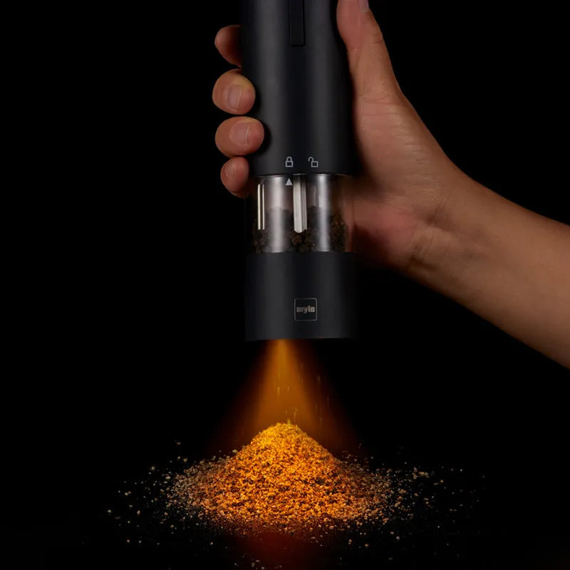 Molinillo de pimienta y sal eléctrico con carga USB, herramienta de cocina con luz LED, molinillo automático de especias de acero inoxidable