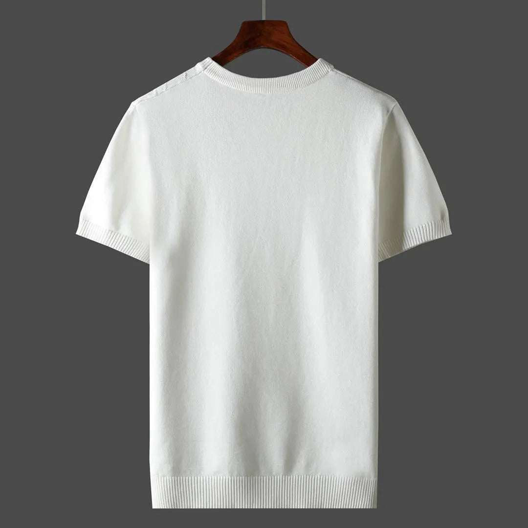 New Men T-shirt Knitted Short Sleeves Top Sweater